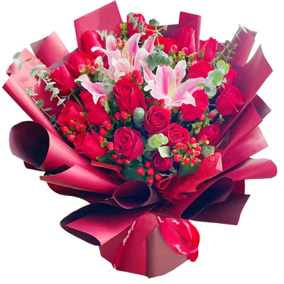 咸阳22朵红玫瑰百合，爱的火焰